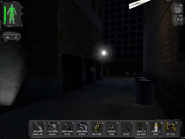 In-game photo of the city alleyway.